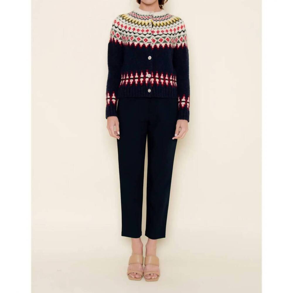 NEW FORE COLLECTION fair isle knit sweater cardigan in black multi